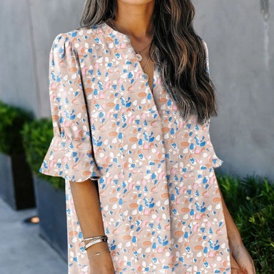 Abstract Print Shift Dress | S-XL