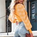 Flower Puff Sleeve Ribbed Knit Top | S-XL