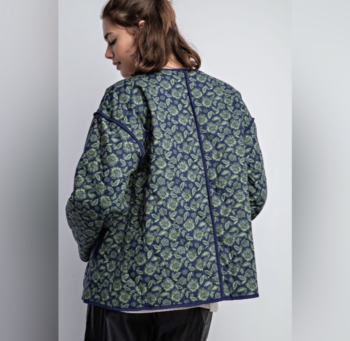 Easel brand quilted floral lightweight pocketed jacket 