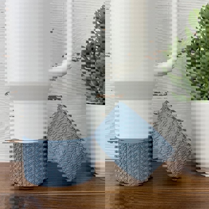 Florence Cable Knit Silicone Tumbler Boot | Fog Blue