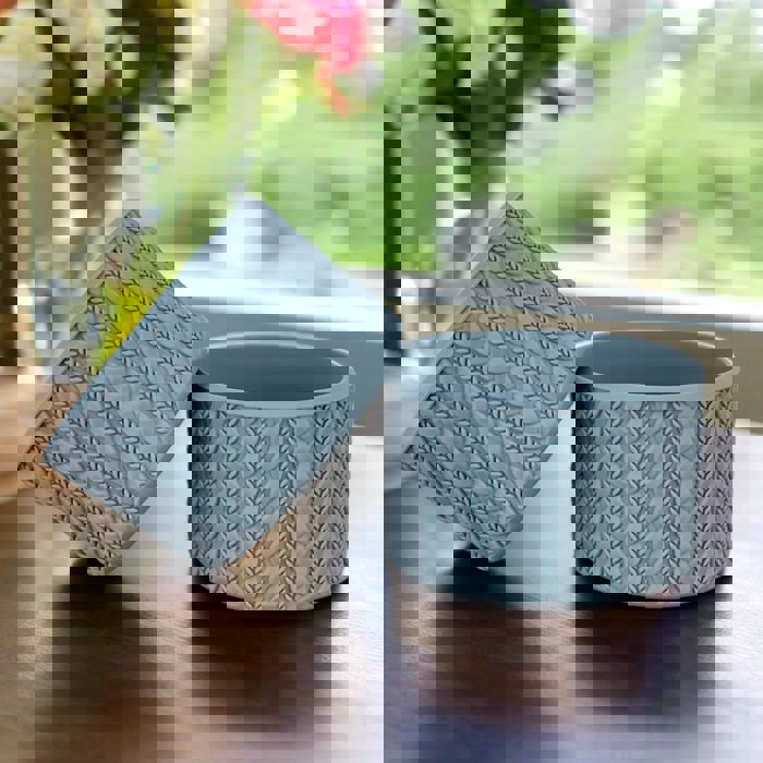 Florence Cable Knit Silicone Tumbler Boot | Fog Blue