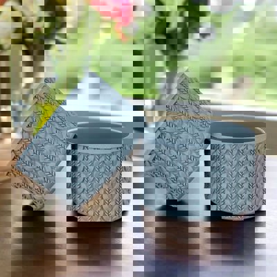 Florence Cable Knit Silicone Tumbler Boot | Fog Blue