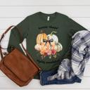  Grateful, Thankful, Slightly Overwhelmed Long Sleeve Tee cute pumpkin shirt pumpkin graphic fall gift idea pumpkin lover gift harvest tshirt fall shirt fall mom shirt pumpkin with bow top