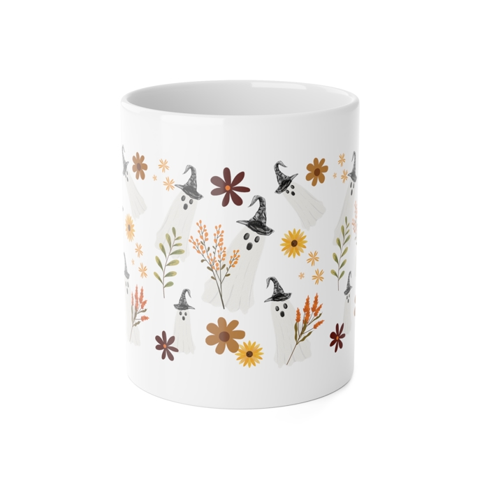 Ghost Witch Mug | Floral Halloween Coffee Cup