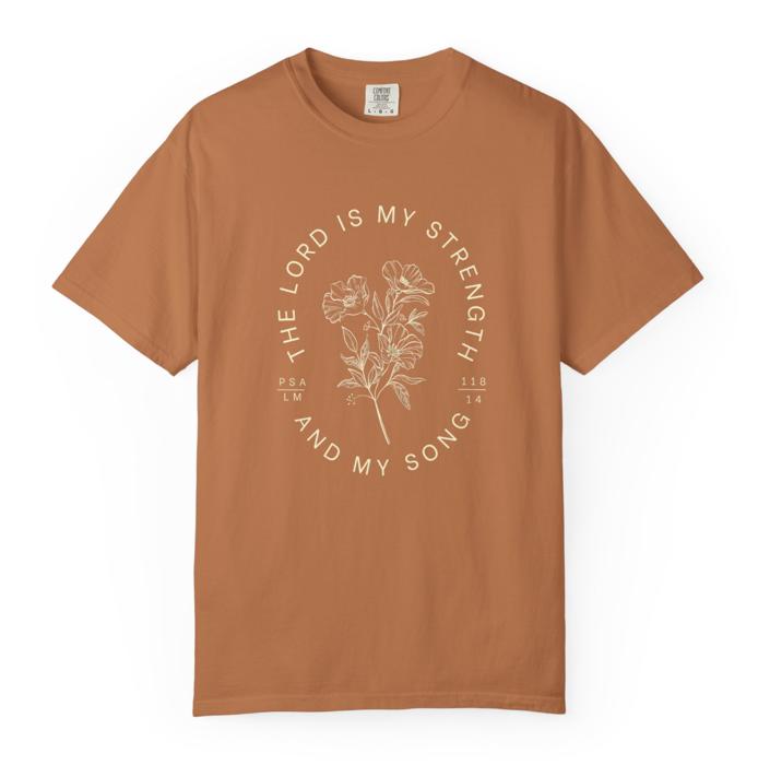 The Lord is My Strength T-Shirt, Comfort Colors Christian Shirt Christian Crewneck Faith-Based Apparel Gift for Christian Faith tee Faith top Christian bible verse tshirt