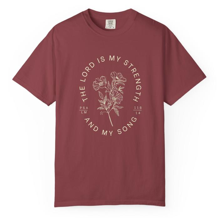 The Lord is My Strength T-Shirt, Comfort Colors Christian Shirt Christian Crewneck Faith-Based Apparel Gift for Christian Faith tee Faith top Christian bible verse tshirt
