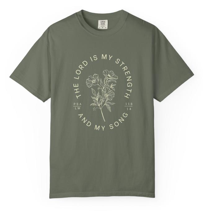 The Lord is My Strength T-Shirt, Comfort Colors Christian Shirt Christian Crewneck Faith-Based Apparel Gift for Christian Faith tee Faith top Christian bible verse tshirt