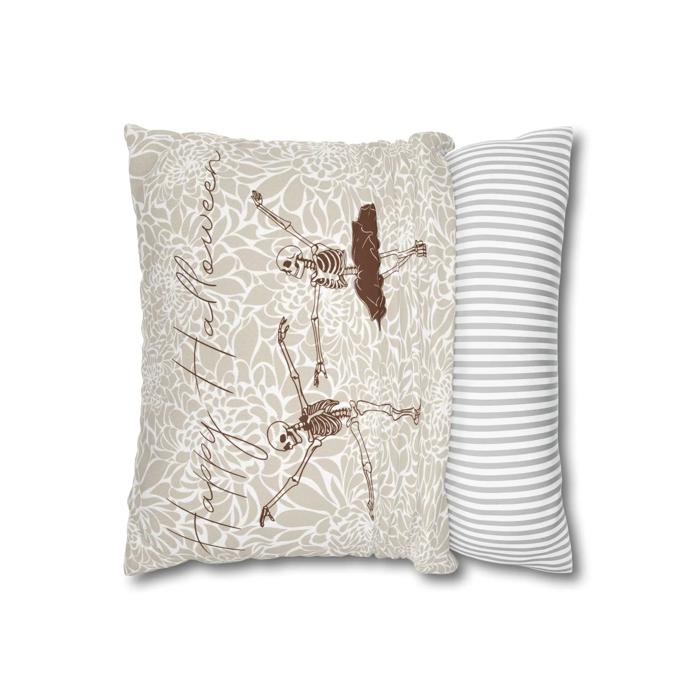 Dancing Skeleton Happy Halloween Pillow Cover