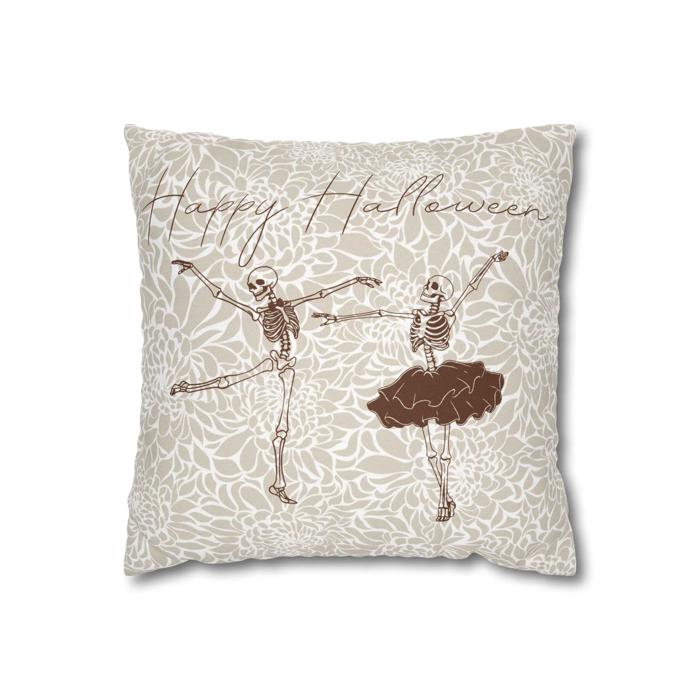 Dancing Skeleton Happy Halloween Pillow Cover