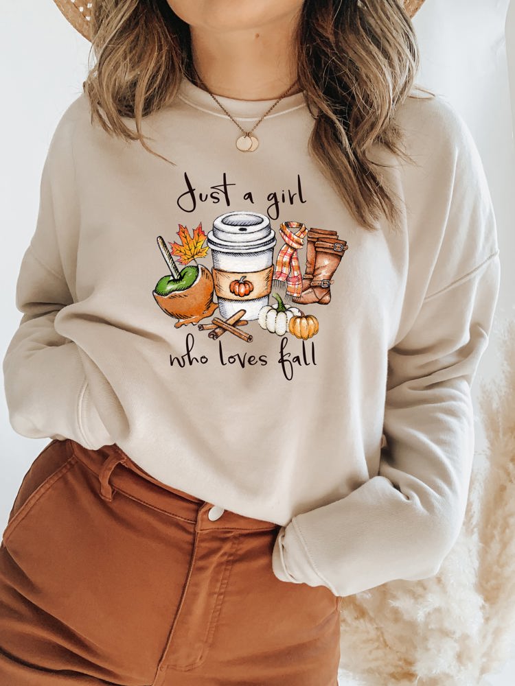 Just A Girl Who Loves Fall All The Fall Things Crew Sweatshirt