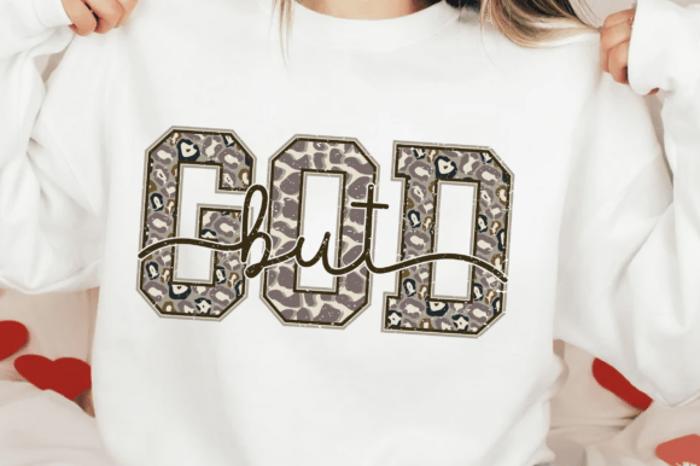 But God Cheetah - Faith Over Fear Christian Graphic Tee for Women | Inspirational Leopard Print Shirt | Trendy Bible Verse T-Shirt
