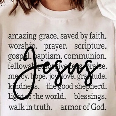 Jesus Words Sayings Crewneck Sweatshirt – Inspirational Christian Pullover, Faith Graphic Top, Uplifting Bible Verse Gift for Women