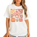  Boho Fall Pumpkin Coquette Graphic Tee – Trendy Autumn Aesthetic Vintage Harvest Shirt for Women