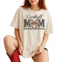  Coquette Bow Football Mama Graphic Tee – Game Day Mom Shirt with Cute Vintage Checkered Style