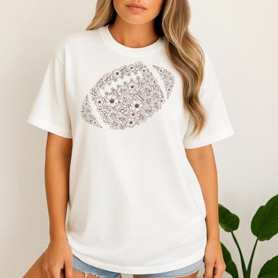 Chinoiserie Football Floral Graphic Tee – Vintage Game Day Shirt for Women, Fall Sports Aesthetic