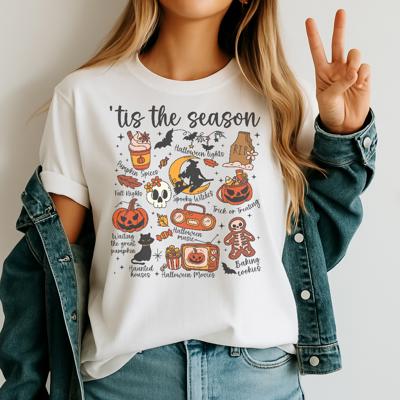 Halloween Doodles Graphic Tee – Cute Spooky Season Shirt with Pumpkins, Witches, Ghosts & Fall Vibes