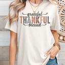  Grateful Thankful Blessed Vintage Distressed Graphic Tee – Fall Autumn Inspirational Shirt for Women