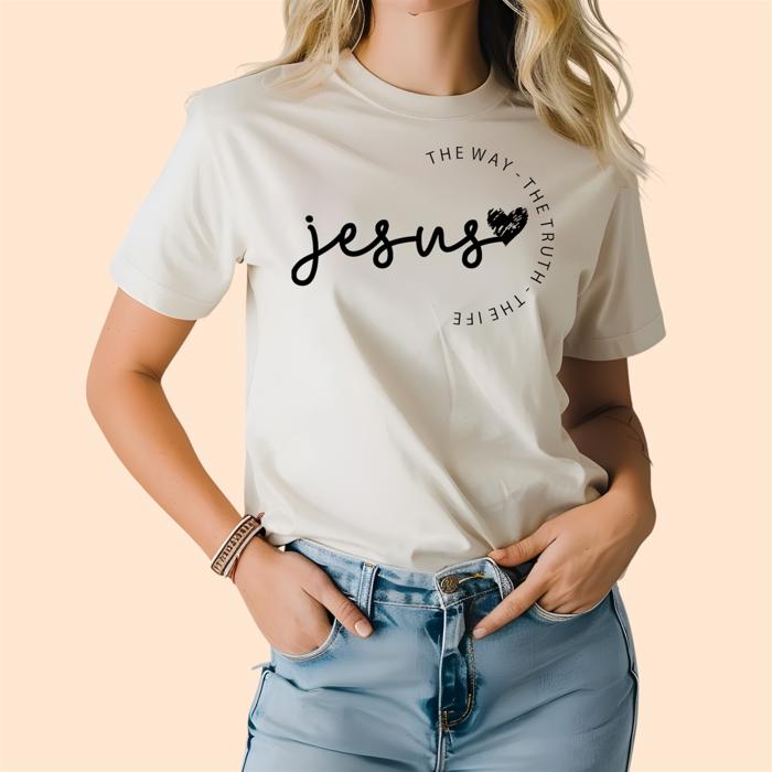 Jesus The Way the Truth The Life - Christian Faith Shirt, Inspirational Scripture Tee, Religious Graphic Top, Bible Verse Gift for Women