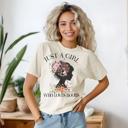  Just a Girl Who Loves Books - Book Lover Tee, Reading Aesthetic Shirt, Bibliophile Gift, Floral Silhouette Graphic Top for Women