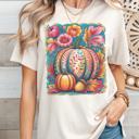  Fall Boho Colorful Pumpkin - Graphic Tee Retro Floral Autumn Shirt for Women, Thanksgiving Outfit, Harvest Festival Top