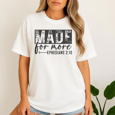 Made for More Black Graphic Tee – Christian Faith Shirt with Ephesians 2:10 Verse, Inspirational Bible Quote Top, Minimalist Spiritual Gift for Women