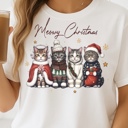  Meowy Christmas Cats - Funny Holiday Cat Lover Tee, Cute Festive Kitten Shirt, Cozy Winter Graphic Top, Adorable Christmas Gift for Women