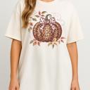  Leopard Print Pumpkin Graphic Tee – Fall Bow Pumpkin Shirt, Trendy Autumn Leopard Top, Cute Thanksgiving Outfit for Women