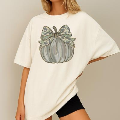 Preppy Camo Pumpkin Western Graphic Tee – Trendy Fall Shirt for Women, Country Cowgirl Autumn Top, Cute Boho Pumpkin Outfit