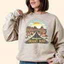  Wander Lust and Desert Dust - Western Adventure Crew Neck Sweatshirt, Retro Road Trip Graphic Top, Boho Travel Lover Shirt, Southwestern Style