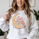  Take a Moment to Breathe - Boho Moon and Flowers Crew Neck Sweatshirt, Mindful Graphic Top, Positive Affirmation Shirt, Self Care Gift for Women