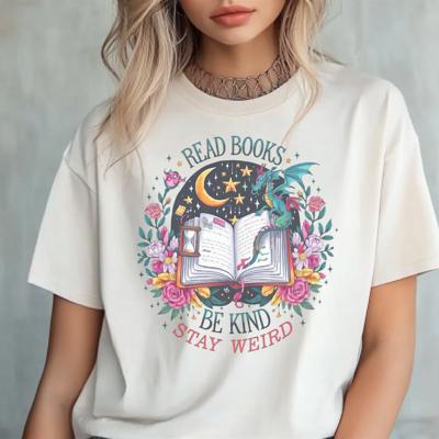 Read Books Be Kind Stay Weird - Graphic Tee Book Lover Reading Cute Tshirt Books