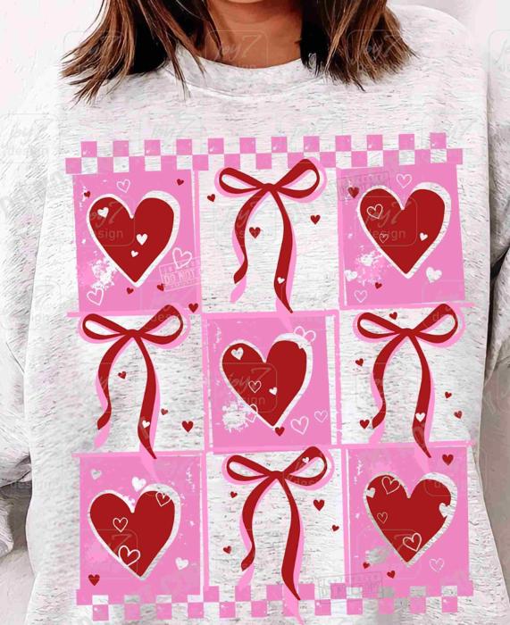 Bows & Hearts Checkerboard Crew Sweatshirt