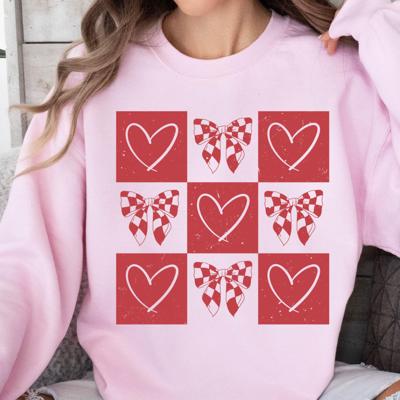 Checkered Bows & Hearts Crew Sweatshirt