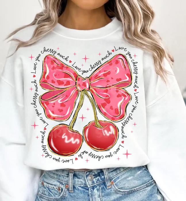 I Love You Cherry Much Watercolor Crew Sweatshirt