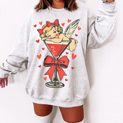 Retro Cupid In Martini Glass Crew Sweatshirt