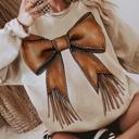  Western Cowgirl Bow Crew Sweatshirt