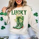  Lucky Girl Cowboy Boots Crew Sweatshirt