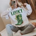  Lucky Girl Cowboy Boots Crew Sweatshirt