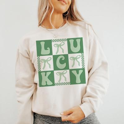 Lucky & Bows Checkerboard Crew Sweatshirt