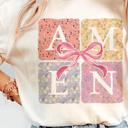  Amen Floral Collage & Bow Tee