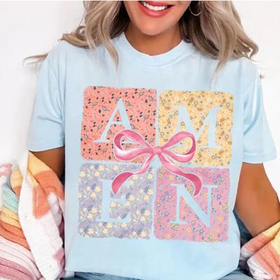 Amen Floral Collage & Bow Tee