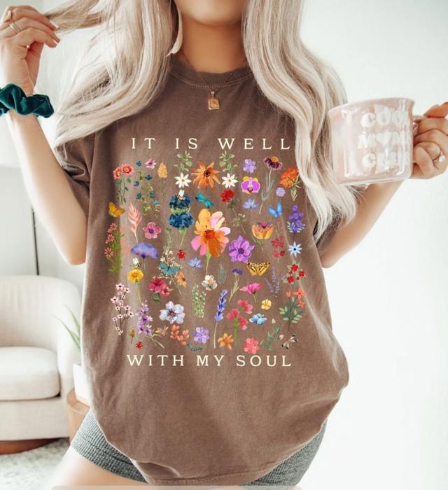 It Is Well With My Soul Floral Tee