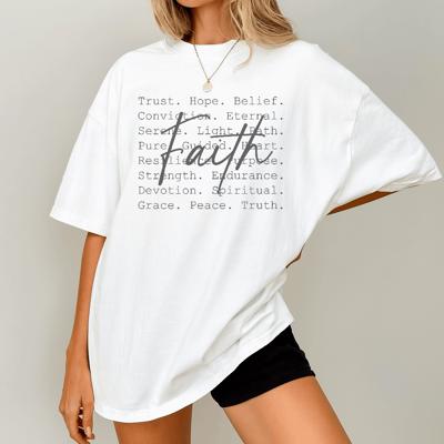 Faith Trust Hope Belief Tee – Inspirational Christian Graphic Shirt, Positive Affirmation Top for Women