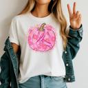  Breast Cancer Pumpkin Floral Graphic Tee – Pink Ribbon Awareness Fall T-Shirt Floral