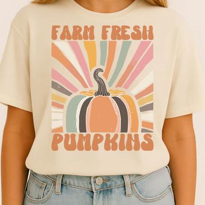 Farm Fresh Pumpkin Retro Fall Graphic Tee – Vintage Autumn Harvest Thanksgiving T-Shirt