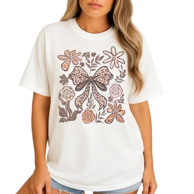 Coquette Fall Boho Graphic Tee – Leopard Bow Aesthetic Floral Vintage T-Shirt