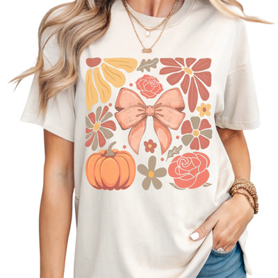 Fall Boho Coquette Vibes-Aesthetic Fall Graphic Tee Vintage Y2K Coquette Top Cute Autumn