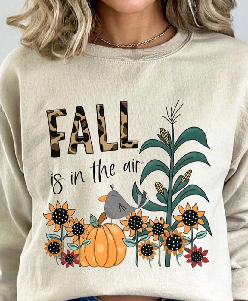 Fall Is In The Air Sunflower Field Crew Sweatshirt