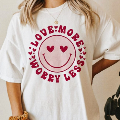 Love More Worry Less Smiley Tee