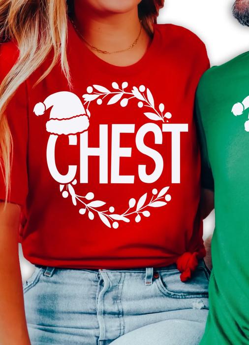 Chest Nuts Chestnuts Funny Christmas Matching Couple Graphic Tees